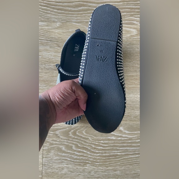 Zara Big Girls Sparkly Rhinestone Ballet Flats Shoes 38 (US 7.5) - Picture 3 of 4